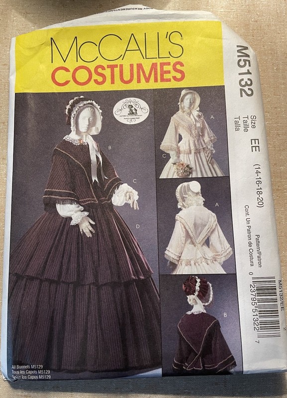 McCall's M5132 Civil War Women's Dress Costume Sewing Pattern Size EE 14-20