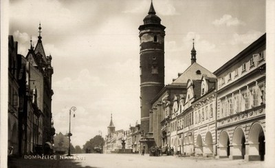 Postcard Domažlice Taus region Pilsen, square, tower - 11531743