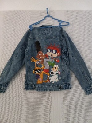 Members Only x Nickelodeon 90's Cartoon Rugrats Hey Arnold Denim Jacket Size S