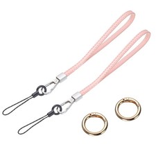 2 Pcs Leather Wristlet Strap Wrist Lanyard for Cellphone Keychain Pink 