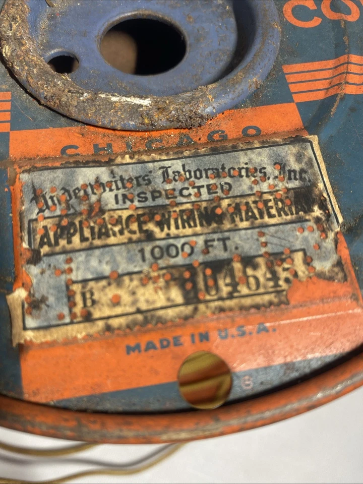 Belden #20 Barranco Cable de tela de plomo cerca de 300-500 pies carrete de metal de colección Foto 3 de 4