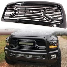 Front Grille For 2010-2012 2013-2018 Dodge Ram 2500 3500 Grill Mesh Gloss Black
