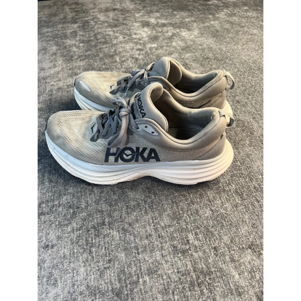 Zapatos para correr HOKA One One Bondi 8 gris 12D para hombre Max Cushion Road Runner Foto 3 de 4