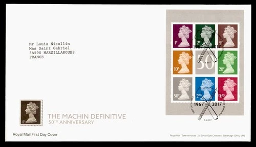DR WHO 2017 GB FDC MACHIN ANIV QEII S/S M77341