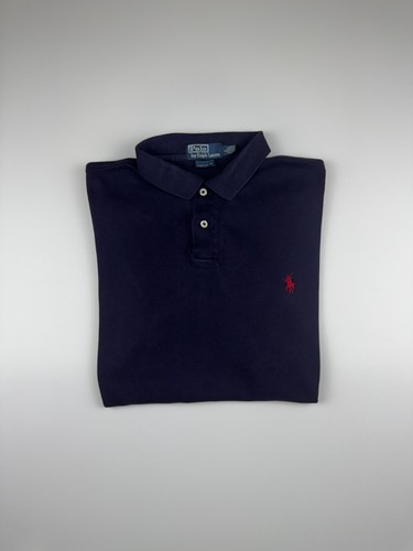 Ralph Lauren Herren-Poloshirt (L) Navyblau Logo Rot Costum Fit