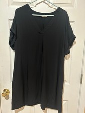Gap Women's Black Tunic Dress V-Neck Short Sleeves Size XXL