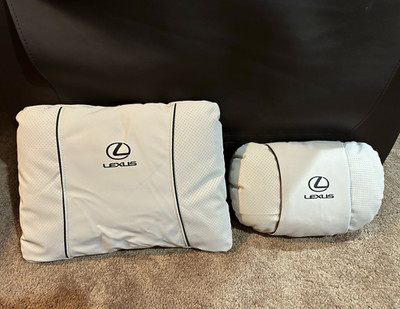 Lexus Faux Leather White/Black Logo Back Cushion Rectangular + Bolster Pillow