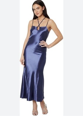 New En Saison Kulture Midi Dress Liquid Navy Dress Evening Gown No Tags