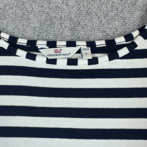 VINEYARD VINES Long-Sleeve Stripe Knit Dress Navy blue / White pocket patch sz S - Picture 7 of 13