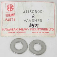 2 NOS Genuine Kawasaki Original Hardware Factory WASHER Parts OEM 411S0800 NEW