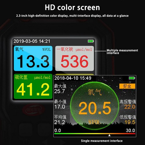 4 in 1 Gas Detector O2 H2S CO LEL EX Test Meter Analyzer Air Monitor Tester Tool - Picture 5 of 12