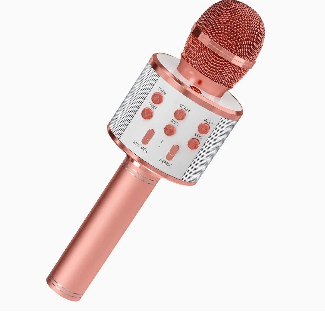 Wireless Microphone HIFI Speaker Karaoke Microphone Handheld KTV Rose Gold