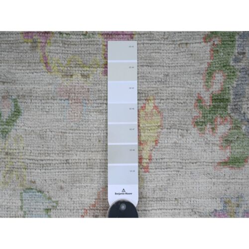 5'1"x7' White Afghan Angora Oushak Leaf Design Hand Knotted 100% Wool Rug R20936 - Picture 3 of 6