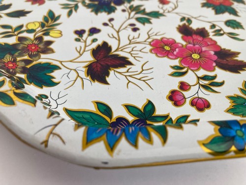 Daher Decorated Ware Metal Tray Serving Platter England Flowers Floral Gold EUC - Picture 5 of 12