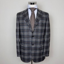 NWT KITON Gray Plaid Cashmere-Vicuna Peru-Silk Sport Coat 40/50