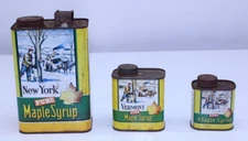 New York Maple Pure Syrup VTG Tin Litho Metal Collectible Advertising Lot Bundle