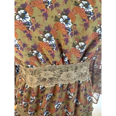 Blue Bird Anthropologie Boho Chic Sheer Floral Lace Dress M 3 tier Collage  Core | eBay
