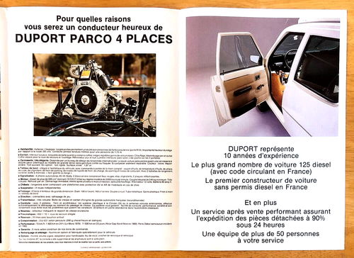 1987 DUPORT PARCO DIESEL MINICAR—FRENCH LANGUAGE DEALER SALES BROCHURE—VG - Picture 3 of 4