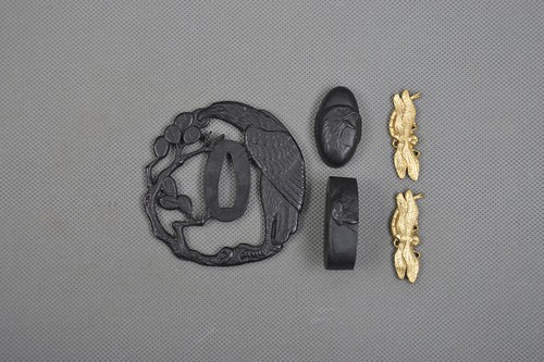 Matte Black Iron Tsuba Menuki Fuchi Kashira Set for Japanese Sword Maintance - Picture 48 of 61