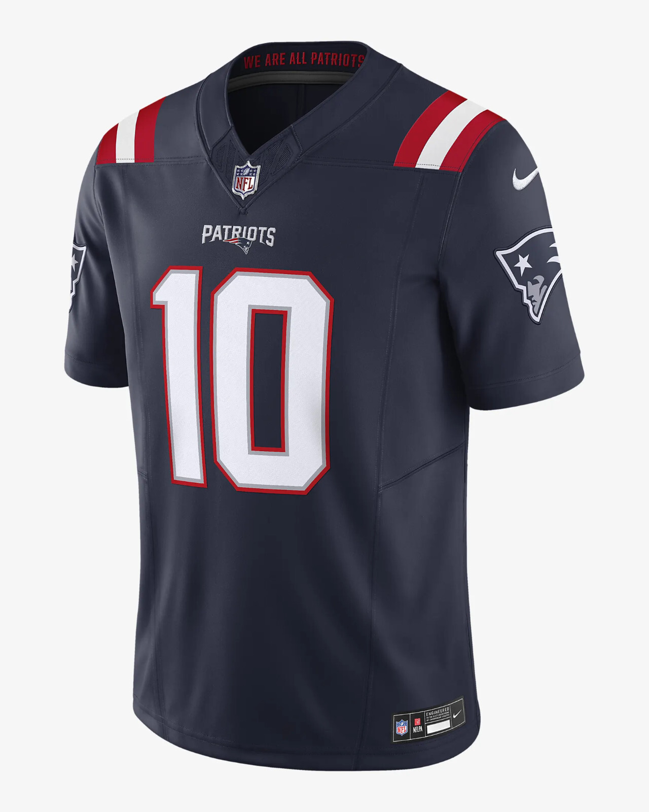 Мужская игровая майка Nike NFL New England Patriots Mac Jones Player, темно-синий, L