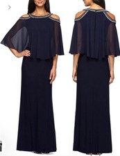 Alex Evenings Cold Shoulder Beaded Neckline Mother of Bride/Groom Gown Sz.10 NWT