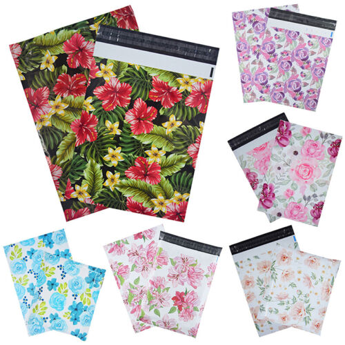 10PCS 10.2x14.5&#039;&#039; Flowers Printing Rose Courier Poly Mailer Packaging EnvelDEFY