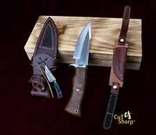 10" Handmade Hunting Knife Damascus,440C,J2 Steel Rose Wood Handle, Wooden Box
