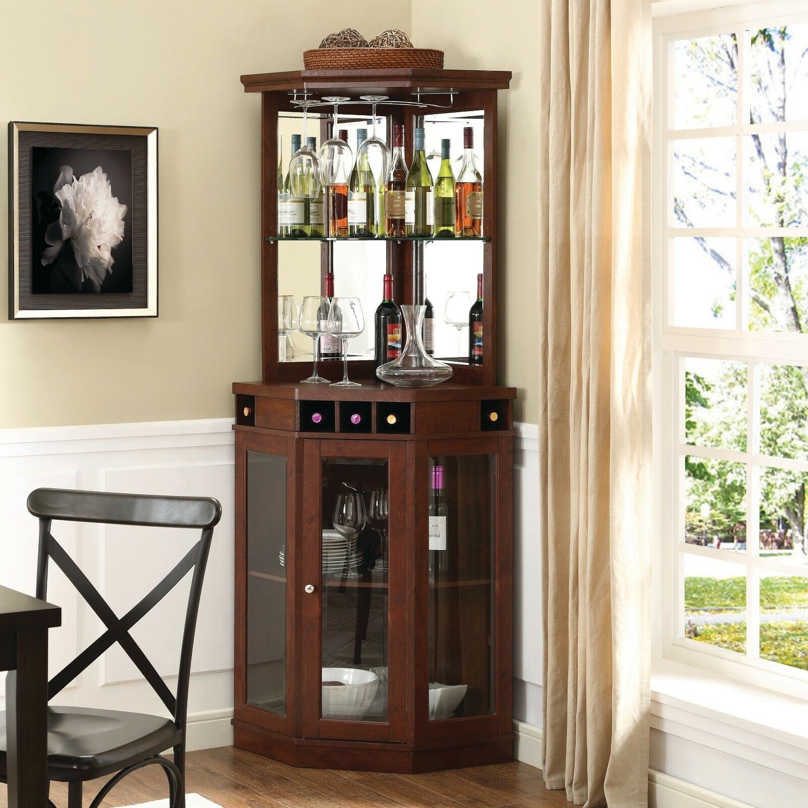 Corner Bar For Home Stemware Cabinet Liquor Wine Glass Storage Mirror Furniture For Sale Online Ebay