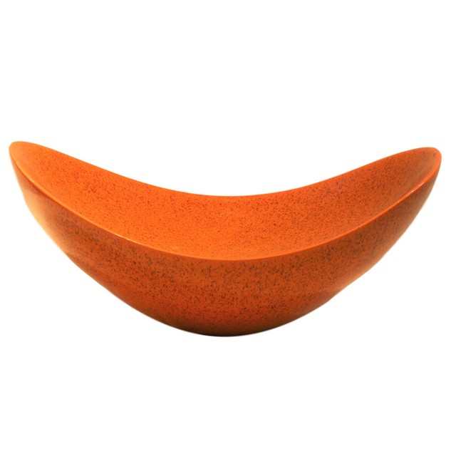 Retro Orange Midcentury Swoop Shape Decorative Bowl Wide Modern Elegant