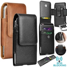 Vertical Cell Phone Holster Pouch Wallet Case With Belt Clip For iPhone Samsung