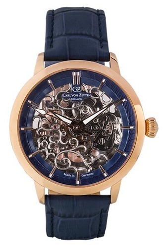 Orologio da polso uomo Carl von Zeyten automatico Triberg cinturino in pelle blu CVZ0013RBL - Foto 2 di 2