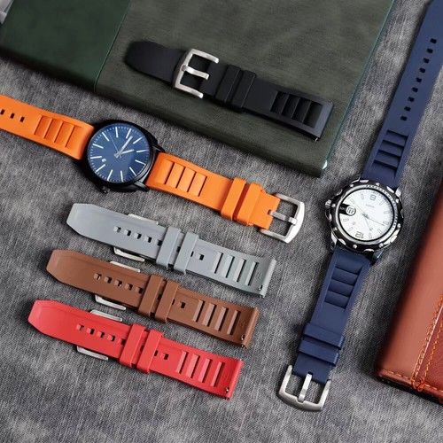 AQUEDUCT FKM Rubber Dive Watch Straps With Quick Release Bars 9 Colours 20-24mm - Picture 2 of 41
