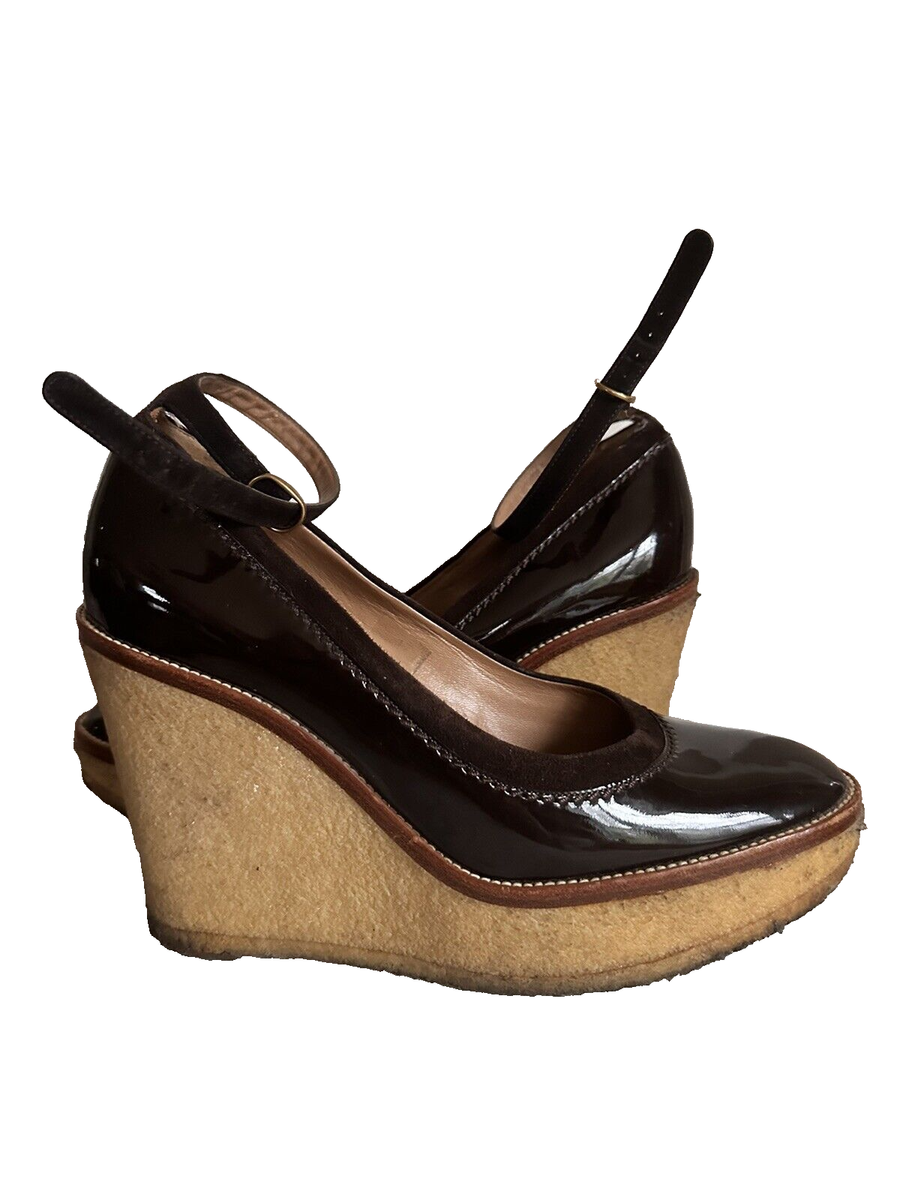 YVES SAINT LAURENT YSL Patent Leather Ankle Strap Crepe YVES SAINT LAURENT YSL Patent Leather Ankle Strap Crepe