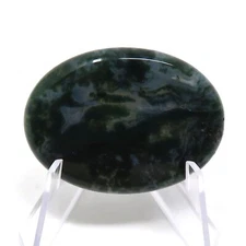 Moss Agate Worry Stone #747- 40mmX30mm or 1.5"x 1" - 6mm Thick -  Pocket Stone