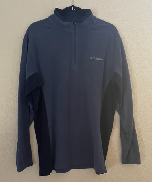 Columbia Men's Size Large Blue & Black Half Zip Fleece Pullover Top Long Sleeve
