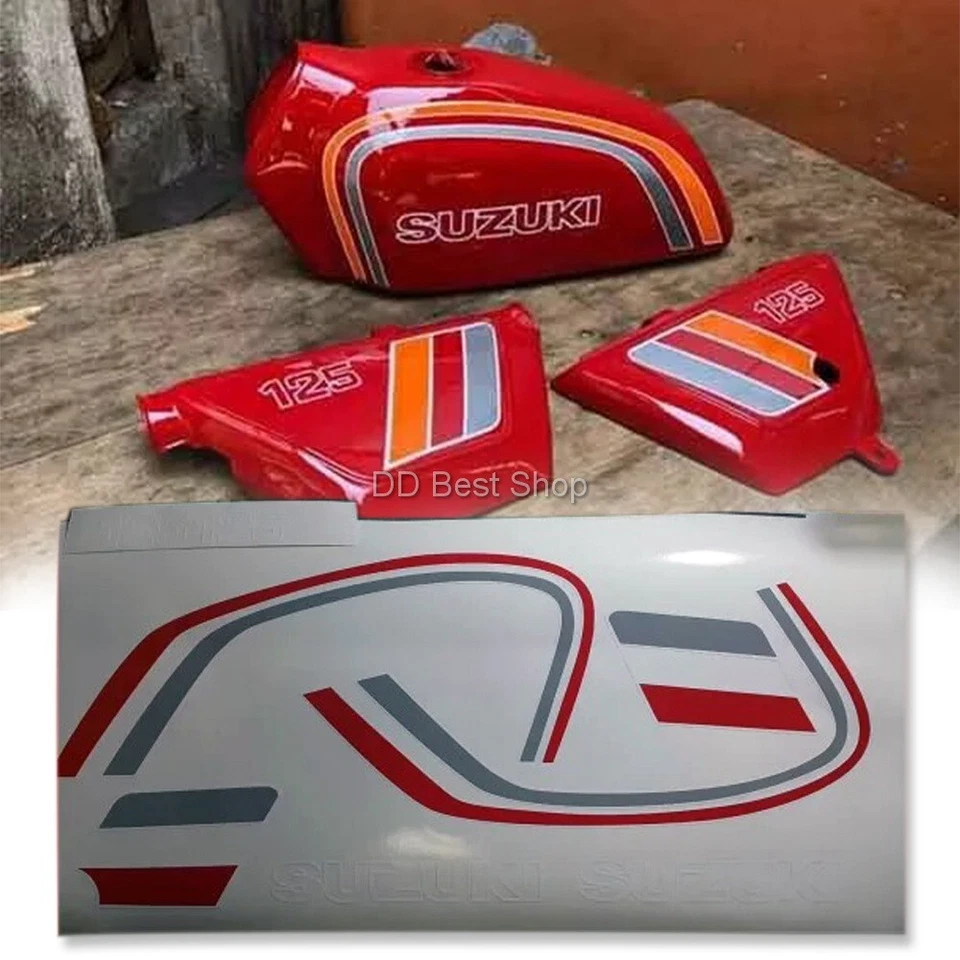 Sticker Emblem Logo L/R For SUZUKI TS125N Pair Side Fuel Tank 125 2-stroke cycle - Image 4 of 4