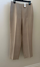 NEW Vintage 1990 100 Silk Flat Front Side Zip Champagne Beige Pant Size 8 10 