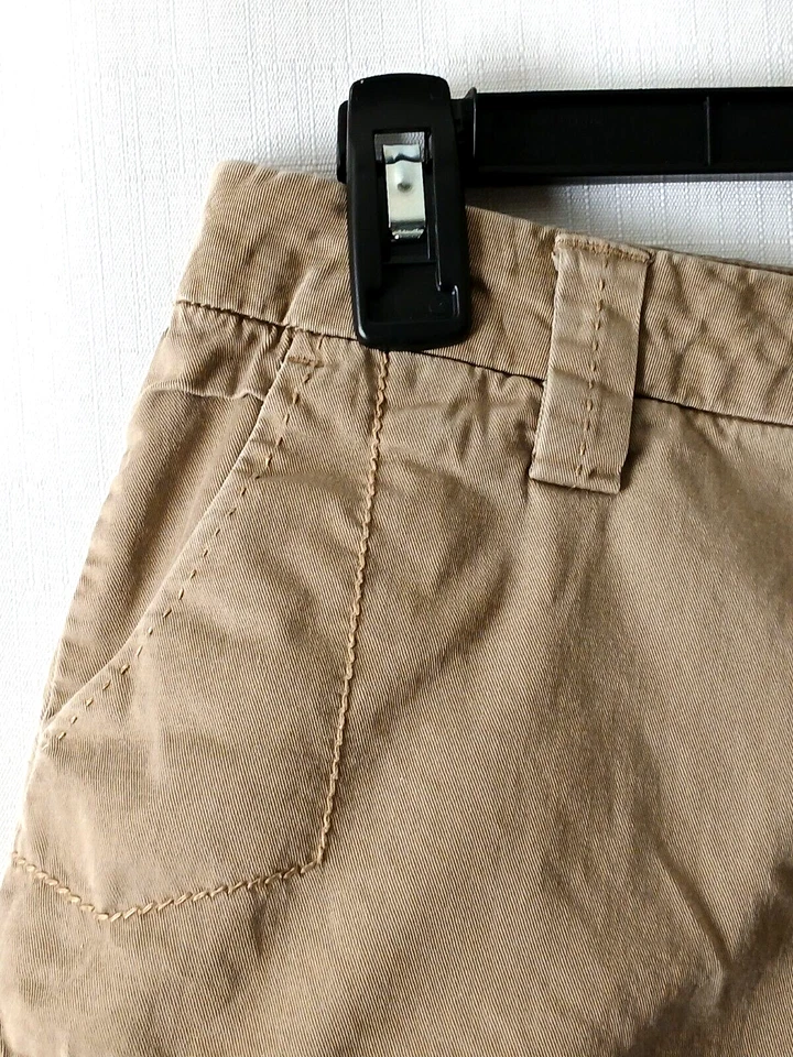 Curto cáqui Volcom/Pacsun feminino/júnior Y2K cintura baixa 5,5" costura interna, bolsos - Imagem 2 de 4