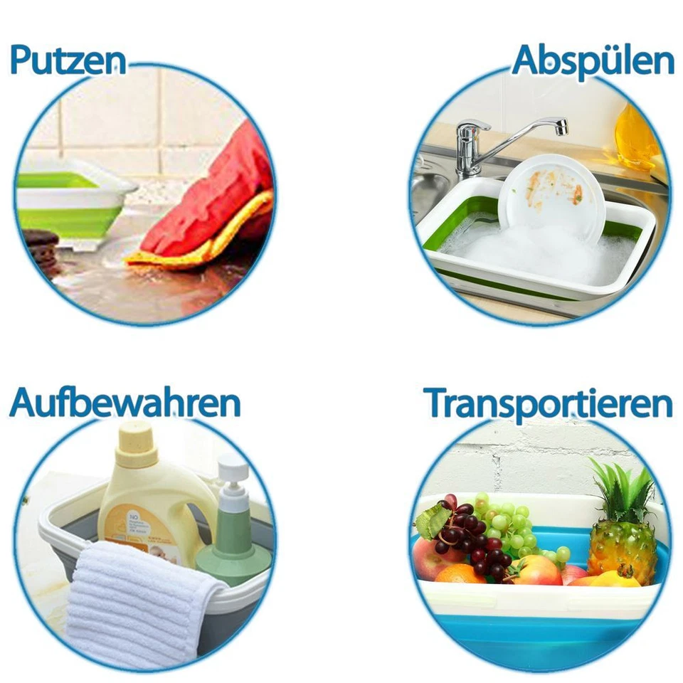 ALPINA faltbare Schüssel POP-UP Faltschüssel Klappschüssel klappbarer Korb Eckig - Bild 3 von 4