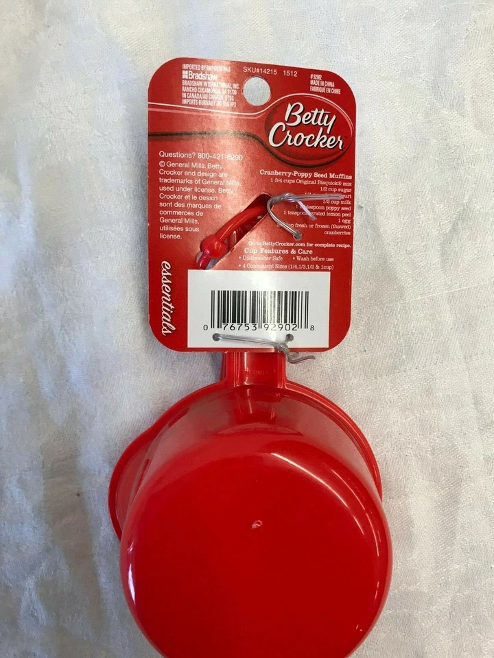 Taza Medidora 4 Piezas #14215 Betty Crocker Plástico Rojo Foto 2 de 4