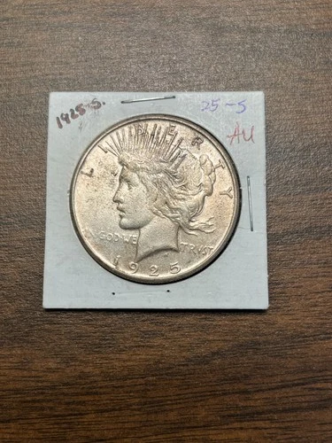 1925 S Peace silver dollar AU #51 GENUINE GUARANTEE
