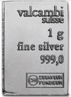 Silver Bullion Bar Gram Valcambi Suisse One Gram .999 Switzerland From Combibar