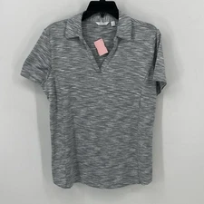 Lady Hagen Golf Polo Preowned Womens Large Gray/White Short Sleeve
