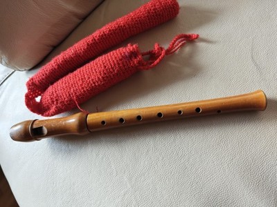 Herwiga Sopran C Chor Blockflöte Echt Holz Retro Vintage Musik Instrument