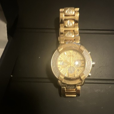Aqua Master Men's Chronograph Quartz Analog Gold Tone Bracelet Watch w/ Box