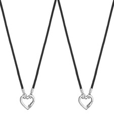 2 Pcs Glasses Holder, Heart Shape Eyeglass Holder Necklace Ring for Women, Black