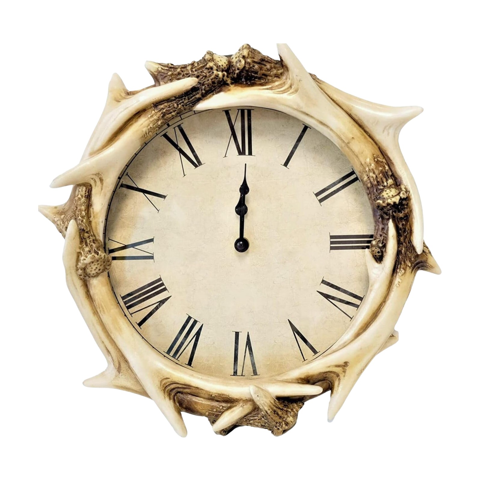 Rustic Antique Vintage Cabin Lodge Faux Deer Antler Decor Decorative Wall Clock
