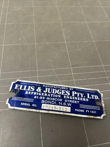 VINTAGE BADGE PLAQUE SIGN MANCAVE ART RETRO ELLIS & JUDGES