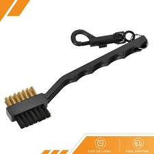 Golf Club Brush Double Sided Dust Cleaning Groove Cleaner with Clips Black