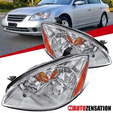 Fit 2002-2004 Altima Halogen Headlights Headlamps Assembly Left+Right 02 03 04